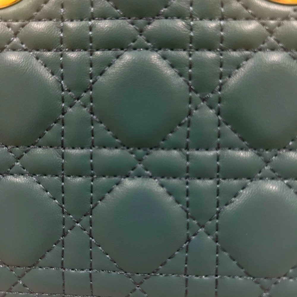 Teal Green Quilted Mini Bag with Gold Accents - Picture 4 of 4